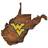 Fan Creations University of West Virginia Distressed State with Logo