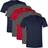 Gildan Men's Crew T-shirts 5-pack - Navy/Charcoal/Red