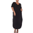 White Mark Plus Size Short Sleeve V-Neck Maxi Dress - Black