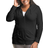 Just My Size Plus Full-Zip Slub Cotton Hoodie - Black