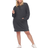 White Mark Women’s Hoodie Sweatshirt Dress Plus Size - Charcoal