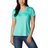 Columbia Women's Hike Short Sleeve V-Neck Shirt - Electric Turquoise Heather