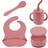 Baby Silicone Suction Weaning Set 4pc Dusty Rose