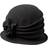 Scala Knit Wool Flower Cloche Hat - Black