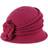 Scala Knit Wool Flower Cloche Hat - Berry