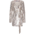 ROTATE Birger Christensen Sequin Wide Shoulder Wrap Dress - Silver