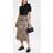 Ganni Kjol Crinkled Satin Elasticated Midi Khaki