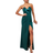 Goddiva Satin & Scuba Maxi With Thigh Split - Emerald
