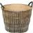 RED HAMPER Wicker Round Hessian Lined Log Basket
