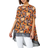 Roman Tropical Print Chiffon Hem Stretch Top - Orange