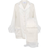 Sleeper Feather-Trimmed Crepe de Chine Pyjama Set - White