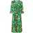 Yumi Floral Print Midi Wrap Dress with Pleated Skirt - Green