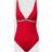 Tommy Hilfiger Plunge One Piece Swimsuit - Red