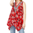 Roman Petite Floral Print Hanky Hem Top - Red