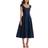 Alfred Sung Puff Cap Sleeve Full Skirt Midi Dress - Midnight Blue