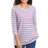 Woman Within Perfect Printed Three-Quarter Sleeve V-Neck Tee Plus Size - White Multi Mini Stripe