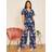 Yumi Womens Navy Floral Angel Sleeve Jumpsuit