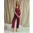 Pretty You London Bamboo Lace Cami Cropped Trouser Pyjama Set in Bordeaux