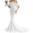 Shein Off Shoulder Ruffle Trim Floor Length Wedding Dress - White
