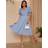 Chi Chi London Puff Sleeve Lace Bodice Dress, Blue