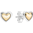 Pandora Domed Heart Stud Earrings - Silver/Gold