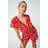 Dusk Fashion Floral Frill Wrap Playsuit in Red