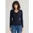 Gant Women Stretch Cotton Cable V-Neck - Evening Blue