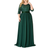 Shein Women's Long Chiffon & Sequin Evening Dress - Dark Green