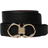 Ferragamo Classic Textured-Leather Reversible Belt - Black