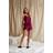 Pretty You London Bamboo Lace Cami Short Pyjama Set in Bordeaux