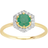 Gemondo Halo Engagement Ring - Gold/Emerald/Diamonds