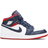 NIKE Air Jordan 1 Mid GS - White /University Red/ Midnight Navy /Metallic