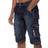 Kruze By Enzo Mens Cargo Combat Shorts Indigo Blue Polycotton