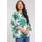 Roman Floral Print Chiffon Overlay Top in Green