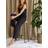 Pretty You London Bamboo Lace Cami Cropped Trouser Pyjama Set in Raven