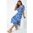 Roman Bold Floral Stretch Midi Dress in Blue