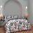 Furn Ishiko Floral Reversible Set Duvet Cover White, Multicolour, Black