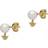 Emporio Armani Gold Plated Silver Faux Pearl Logo Stud Earrings