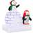 Homcom Bon Noel 1.5M Christmas Inflatable Two Penguins with Ice House Garden Decoration