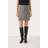 Part Two Check Skirt with Classic Fit and Elastic Waistband - Brown