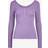 Pieces Kitte Button Front Ribbed Top - Lavender