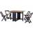 SECONIQUE Santos Butterfly Navy Blue/Distressed Waxed Pine Dining Set 92x115cm 5pcs