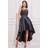 Goddiva Sequin & Satin Dipped Hem Midi Dress Black