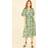 Yumi Womens Green Floral Wrap Midi Dress