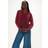 Whistles Ribbed Detail Cotton Cardigan Burgundy