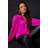 Roman Satin Ruffle Neck Blouse in Cerise