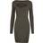 Urban Classics Ladies Cut Out Mini Knit Evening Dress - Olive