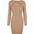 Urban Classics Ladies Cut Out Mini Knit Evening Dress - Beige