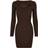 Urban Classics Ladies Cut Out Mini Knit Evening Dress - Brown