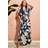 Goddiva Leaf Print Flutter Sleeve Maxi Dress